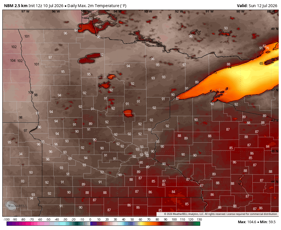 Highs Saturday PM