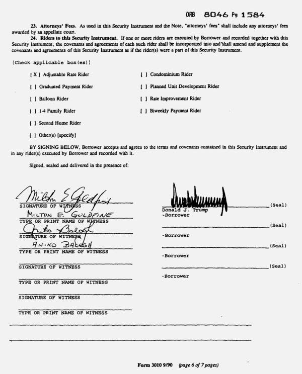 Trump Personal Mortgages