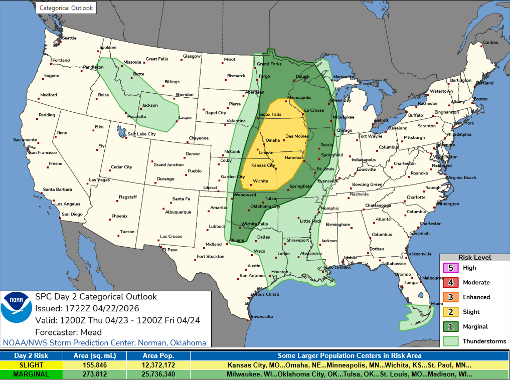Severe weather risk areas