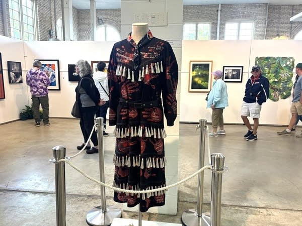 A jingle dress on display