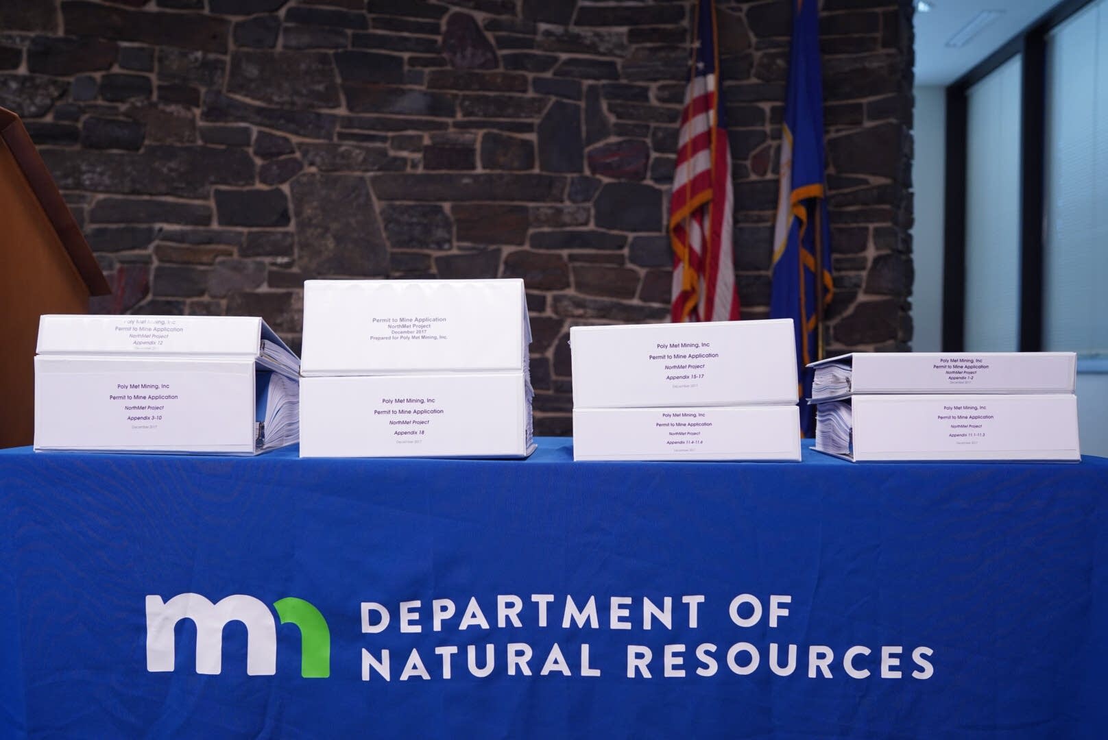 Permits for the PolyMet Mining on display.