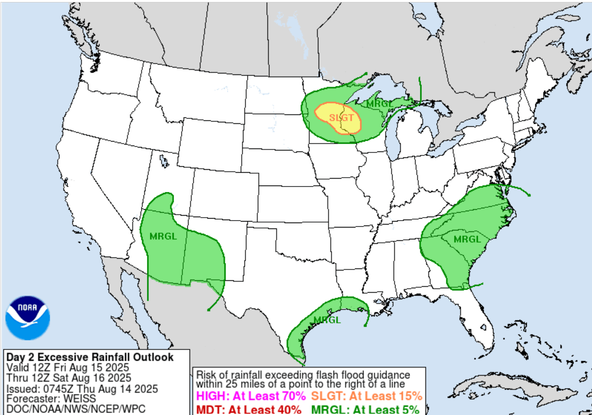 Excessive rainfall outlook for Friday into Saturday