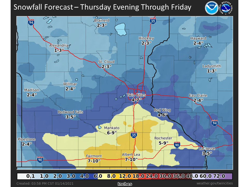 Additional snowfall projection