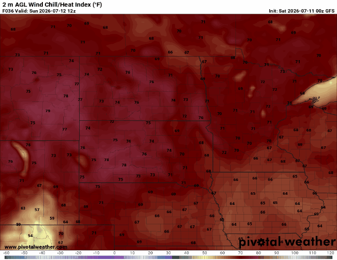 Heat index Sunday and Monday