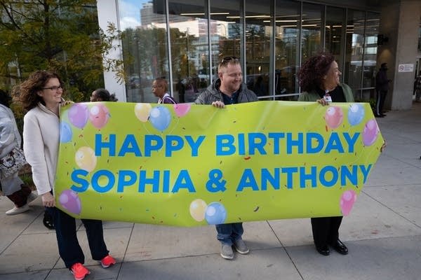 A banner says happy birthday