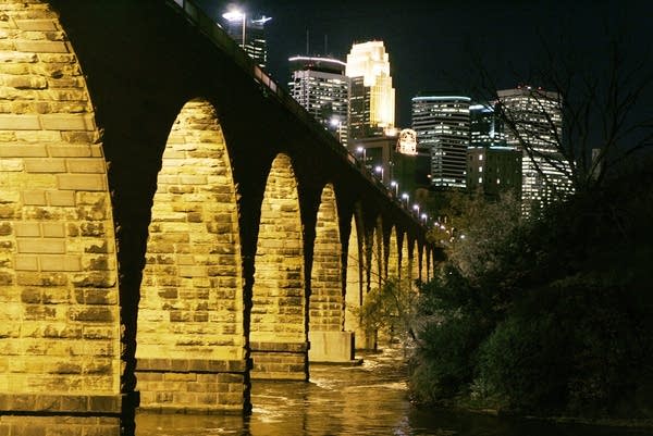 The Minneapolis skyline and Stone Arch Bridge