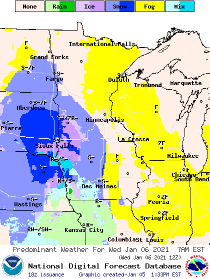 Forecast weather conditions for 7 am Wednesday
