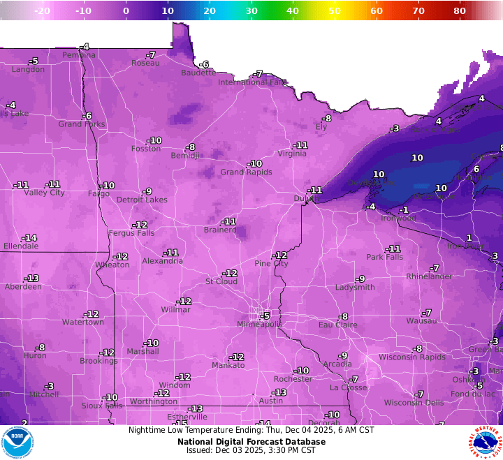Wednesday night lows
