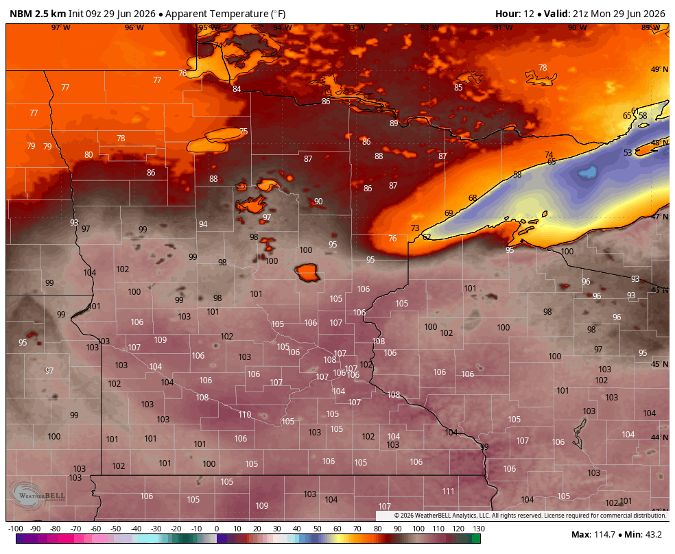 Dangerous heat peaks Monday; heat index could reach 110 degrees