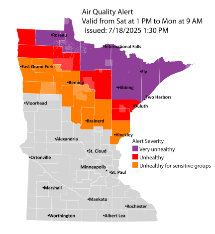Air quality alert for northern Minnesota this weekend
