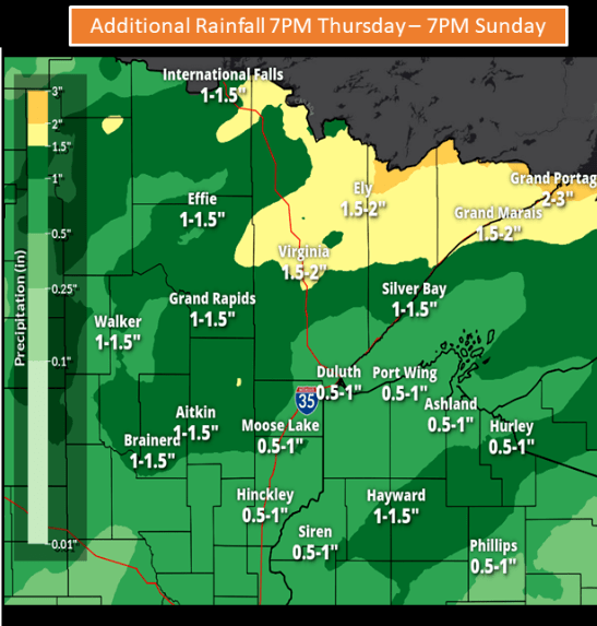 Flood watch for northeast Minnesota; spotty rain coverage for the Twin