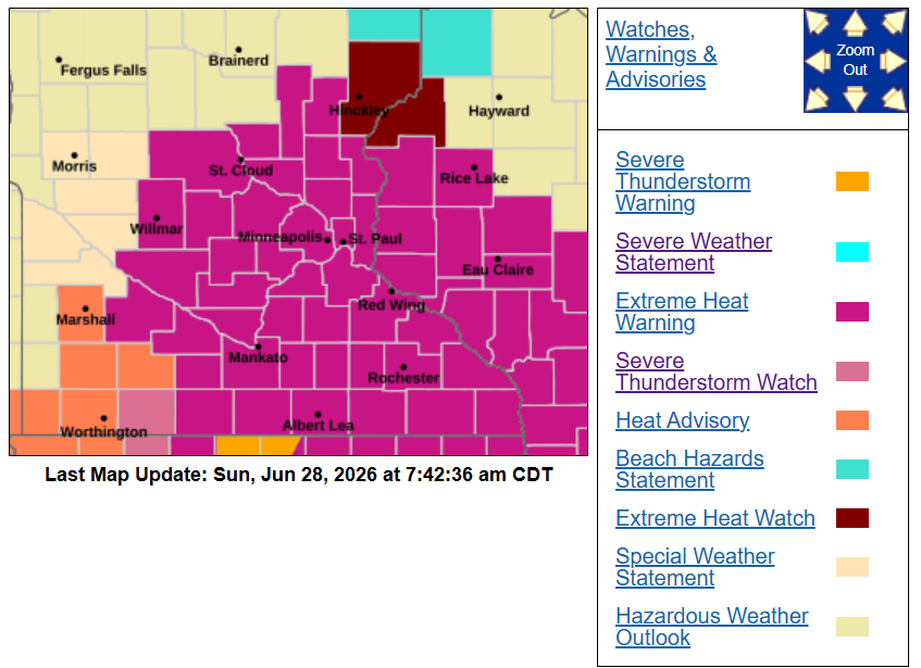 Extreme heat warning for Monday