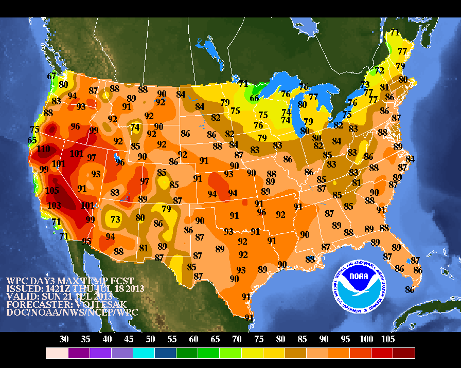 Sunday maximum temperatures