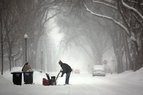 Blowing out a driveway