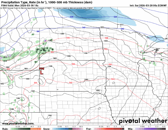Forecast precipitation Monday 1 p.m. to Tuesday 1 p.m.