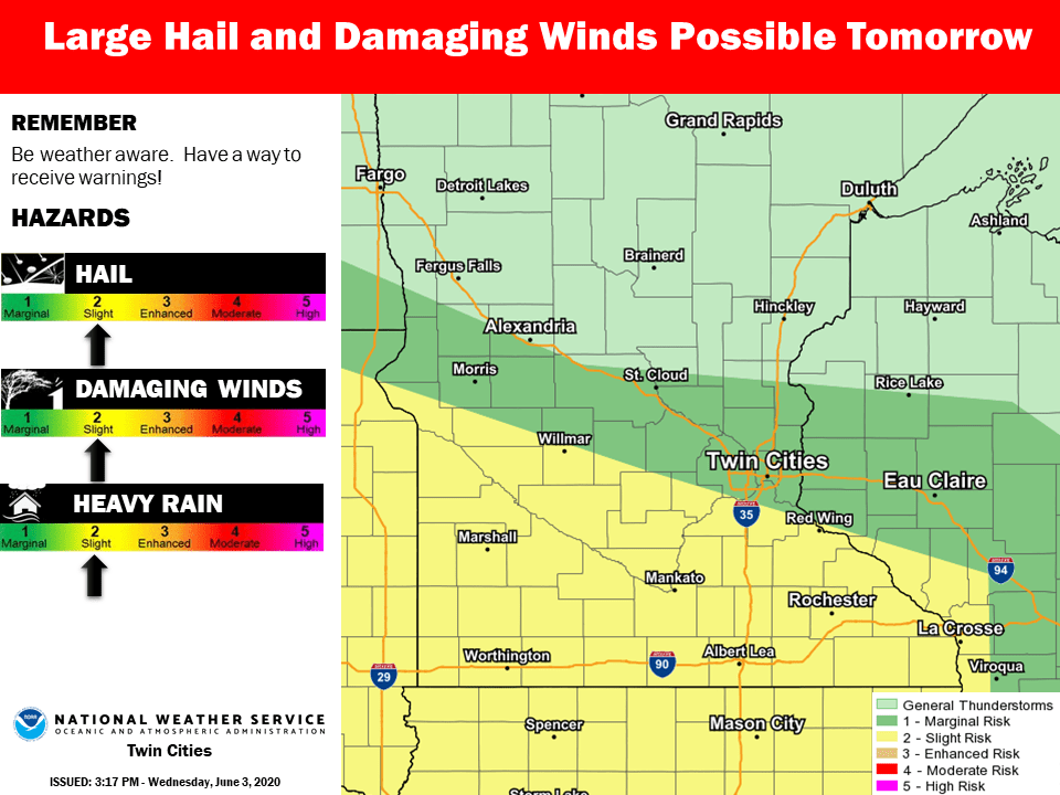 Severe weather risk areas Thursday