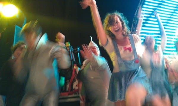 Jill Riley and Jade dance onstage with the Flaming Lips