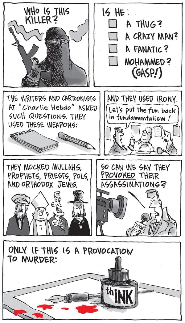 After killings, cartoonists take pen to paper