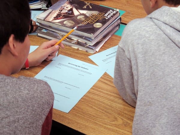 Students at Sanford Middle School learn about debates.