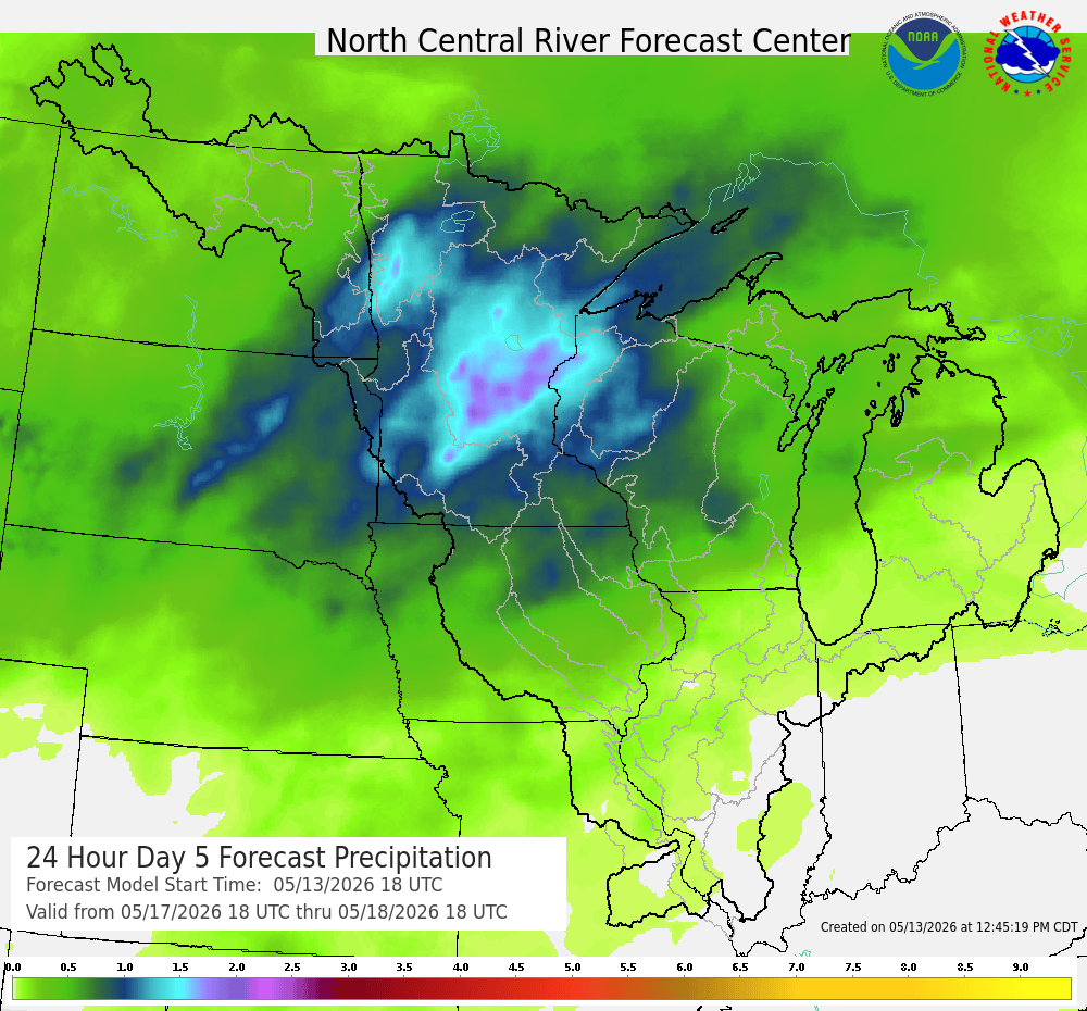 Quantitative precipitation forecast for Monday