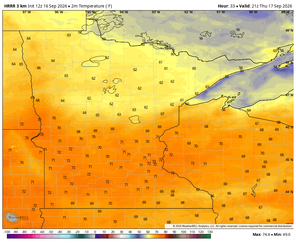 High temps Thursday