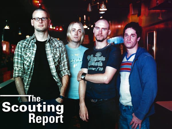 Spymob have returned with new music for the first time in decades. Here's a photo featuring their mid-'00s lineup. From left to right: John Ostby, Eric Fawcett, Brent Paschke, and Christian Twigg (no longer with the group)