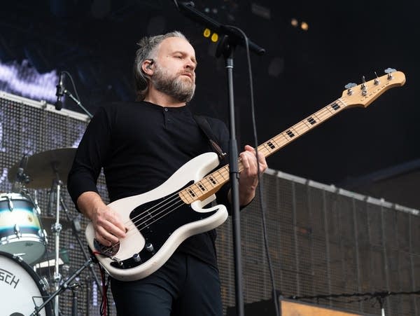 Nick Harmer of Death Cab for Cutie performing at Target Field in Minneapolis, on Friday, July 14, 2023. 