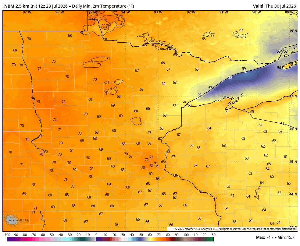 Low temps tonight