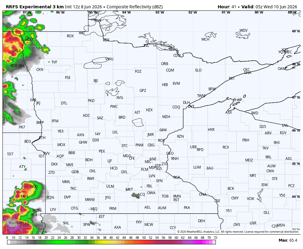 Two rounds of storms, one NW Minnesota, the other southern Minnesota