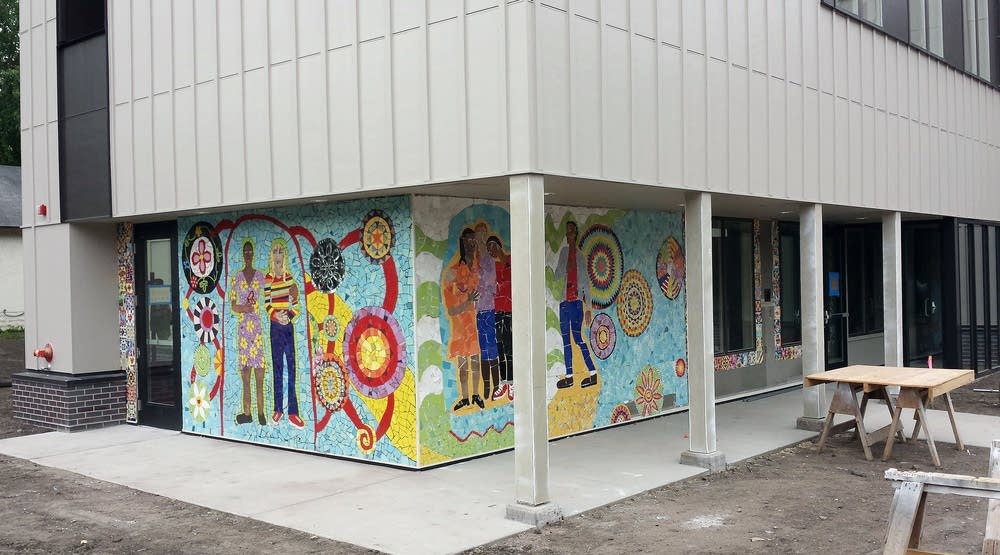 Local artist Lori Greene installed a mosaic