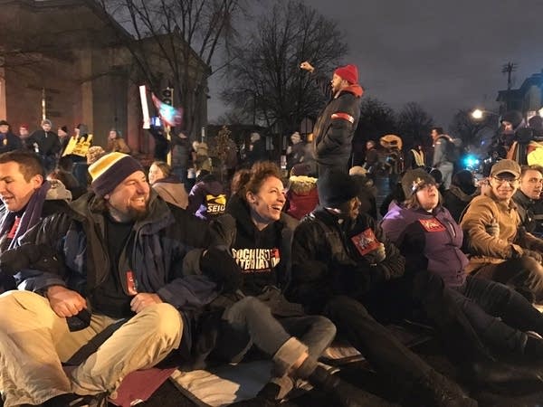 Fast food workers and supporters