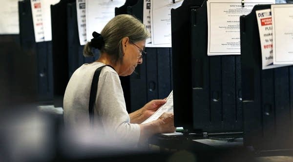  A voter in Miami, Florida casts her vote.