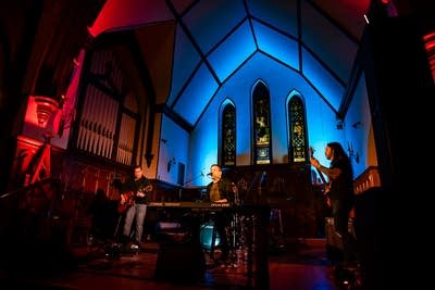 band performing on stage