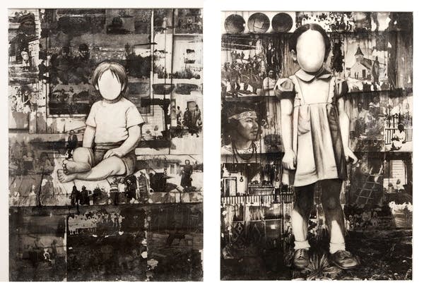 Two images of children, both without faces.