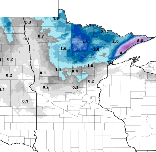 Snowfall through WED