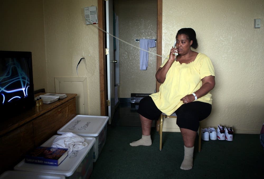 Sitting with belongings
