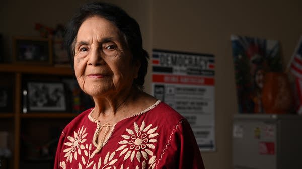 Co-founder of the United Farm Workers of America labor union, Dolores Huerta, seen in July 2025.