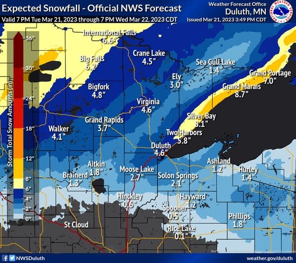 Snowfall projection for northeast Minnesota 2