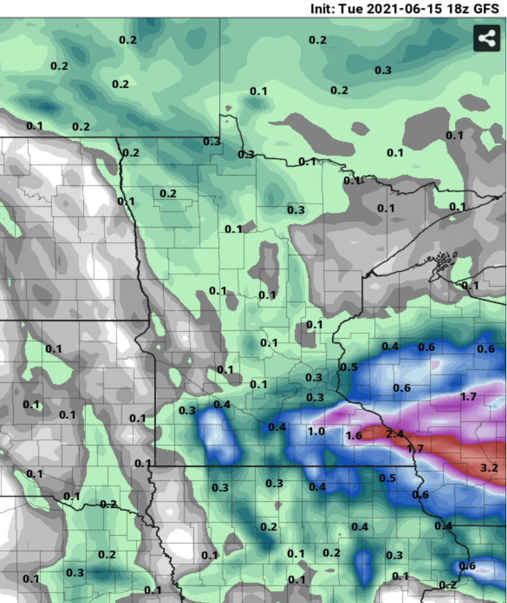 NOAA GFS precipitation output into Friday morning