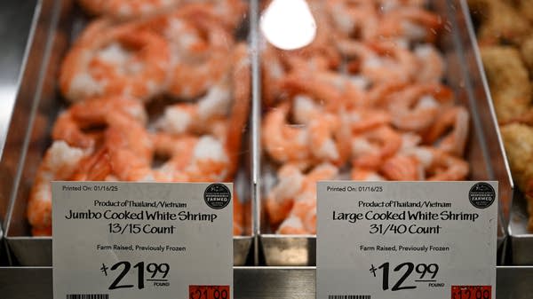 Imported shrimp for sale at a Whole Foods.