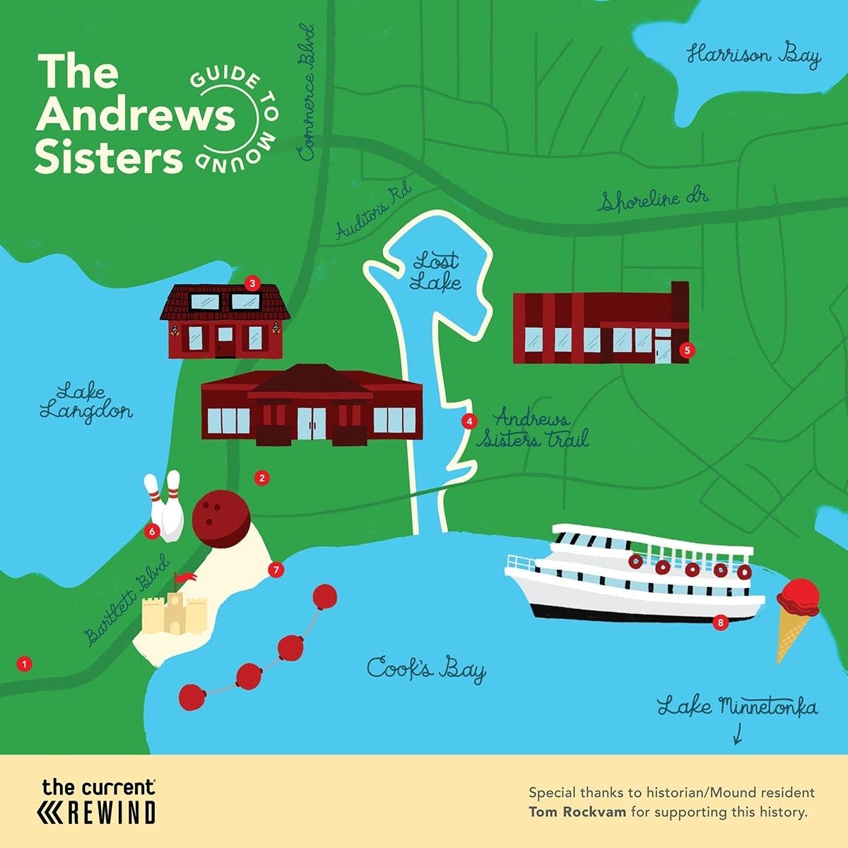 Map The Andrews Sisters Guide to Mound, Minn.