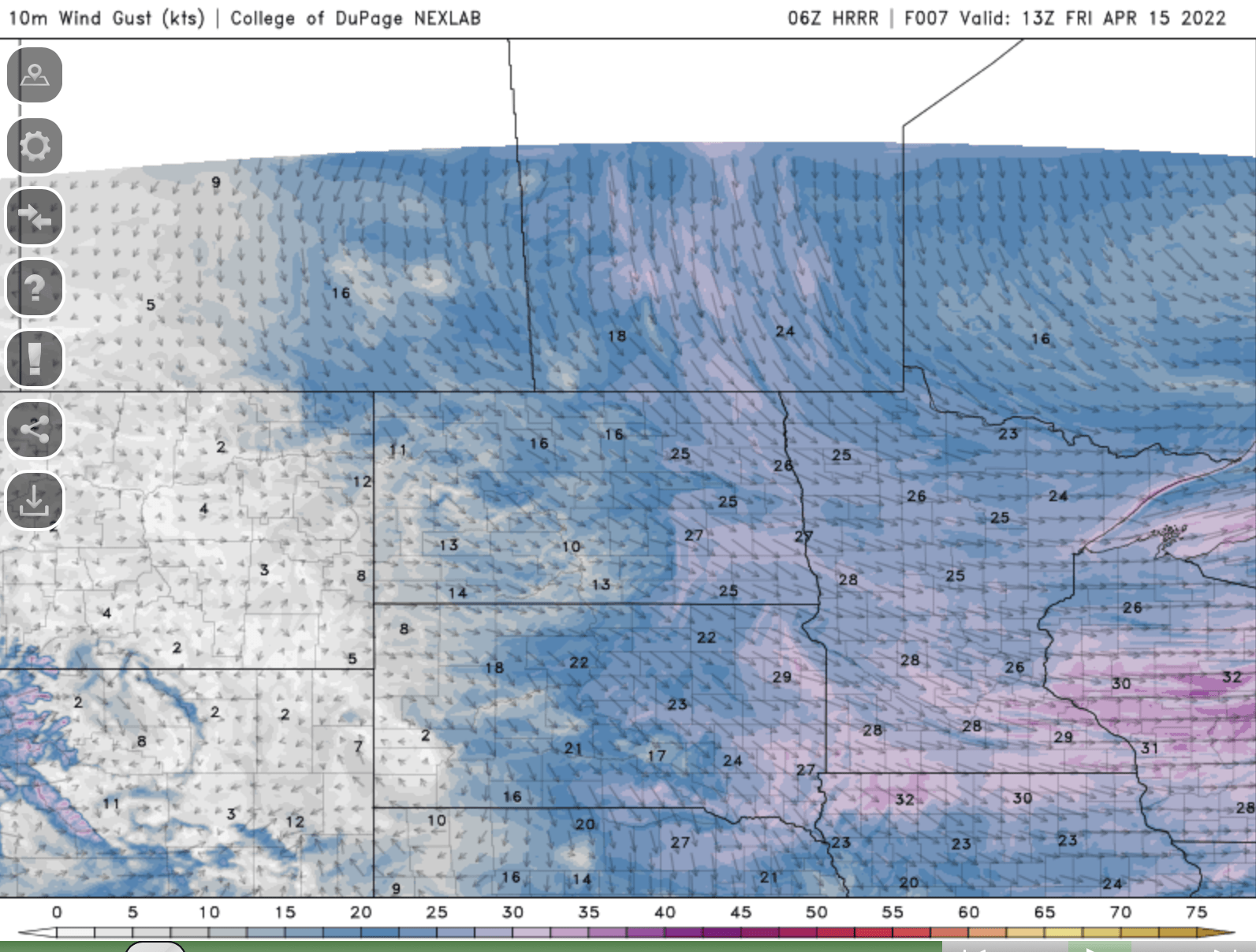 wind gusts FRI