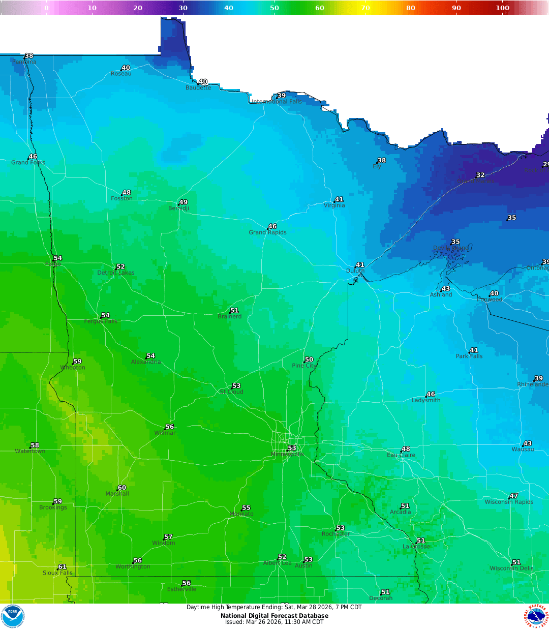 Highs for Saturday