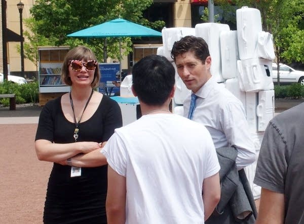 Mayor Jacob Frey dropped by as volunteers assembled 'Carry On Homes.'