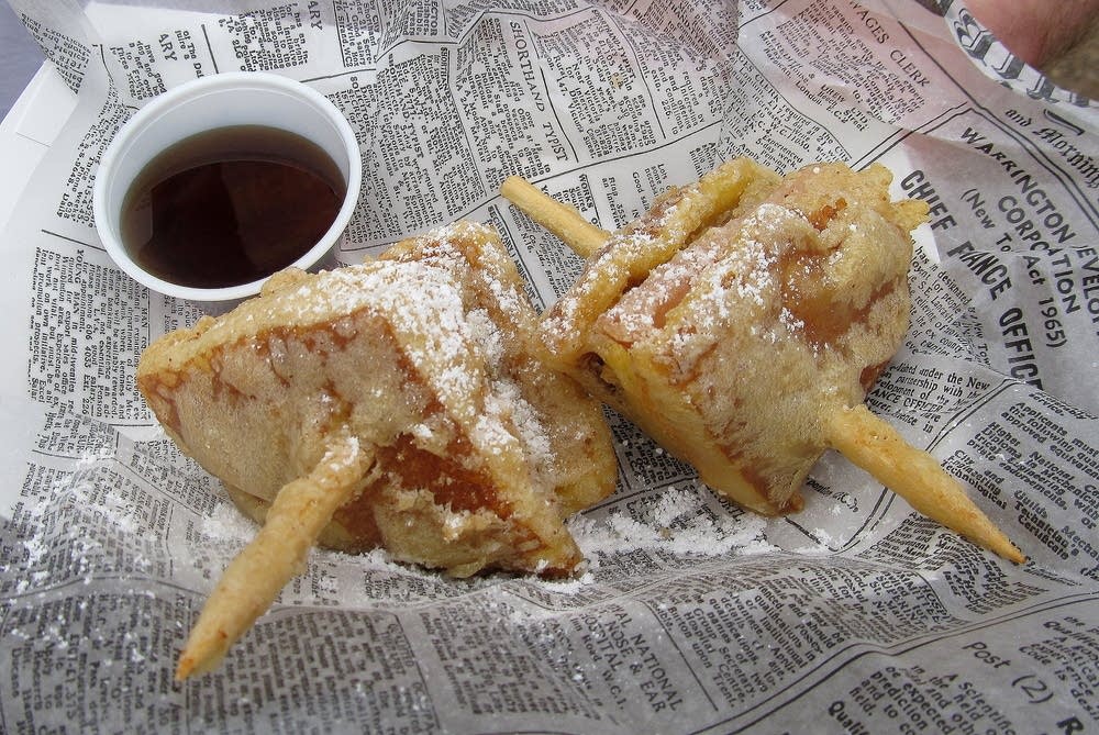 Deep fried breakfast on a stick