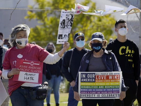 A community rally to raise awareness of anti-Asian violence