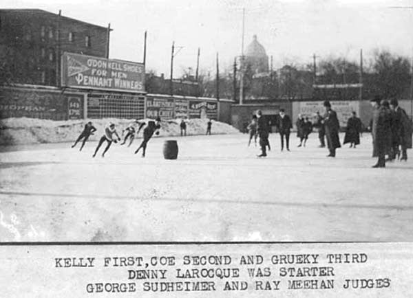 A skating rink on an athletic field