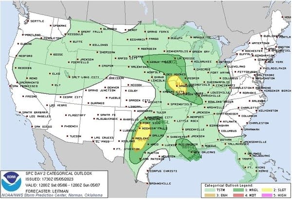 Severe weather risk for Saturday
