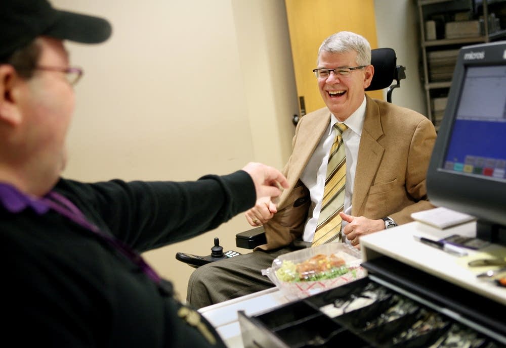 Joking with a clerk