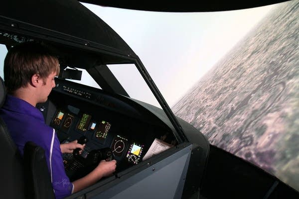 Brett Gagan used a flight simulator.